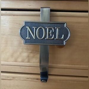 Noel Set of 2 Brass Embossed Framed Christmas Stocking Holder